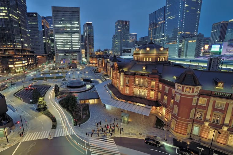 Tokyo Station at dusk