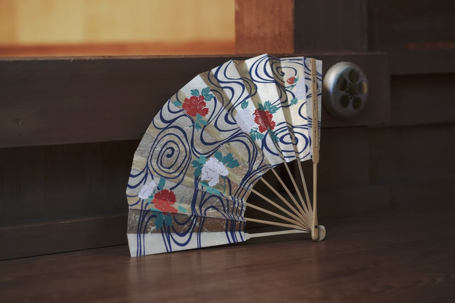 A painted noh fan