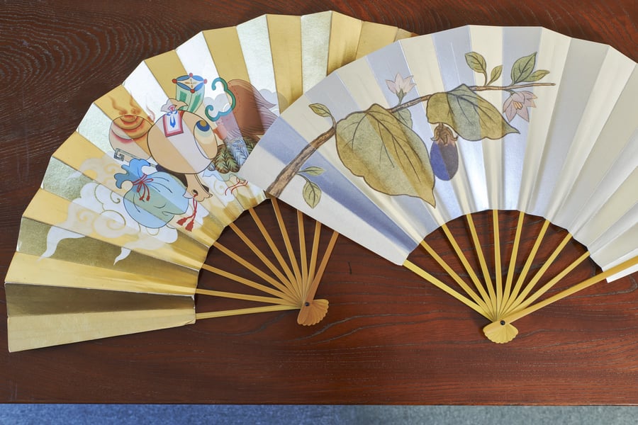 A painted kyōgen fan