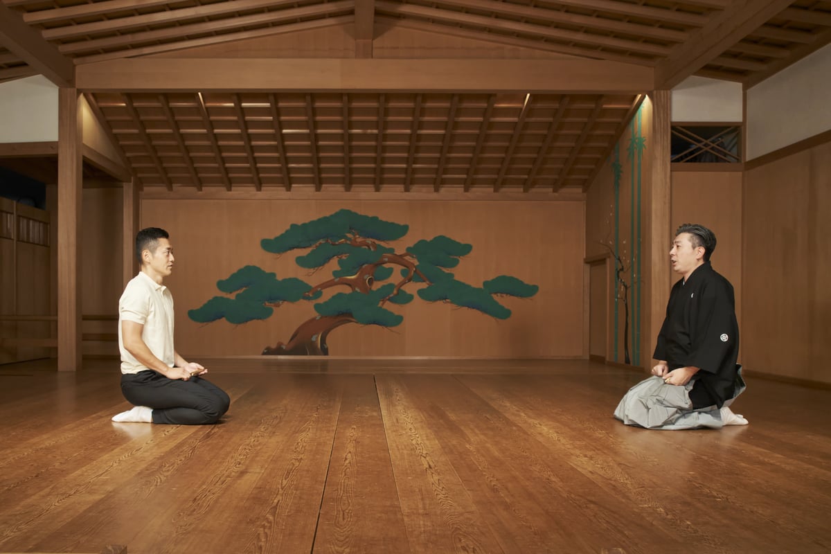 The noh stage with its painted pine