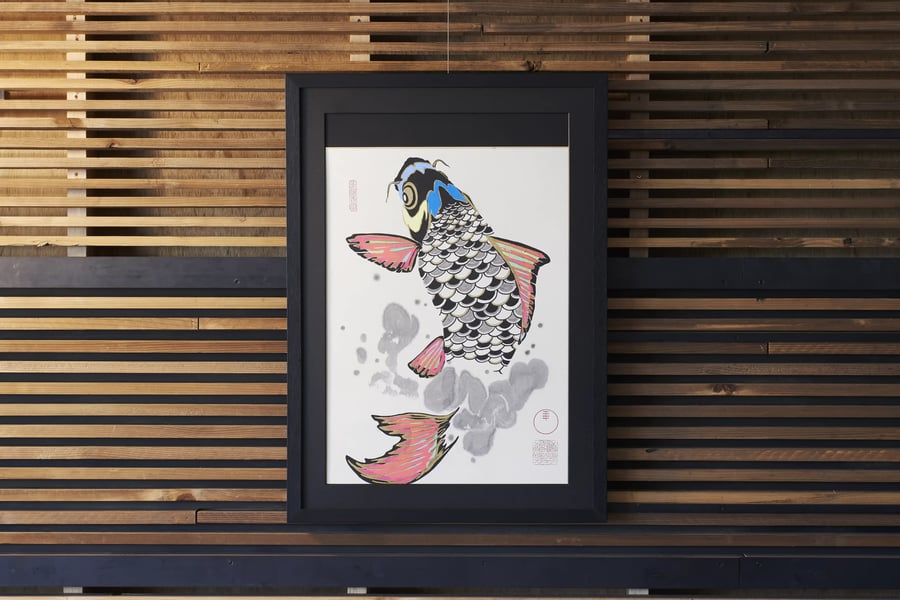額装された水墨の作品
