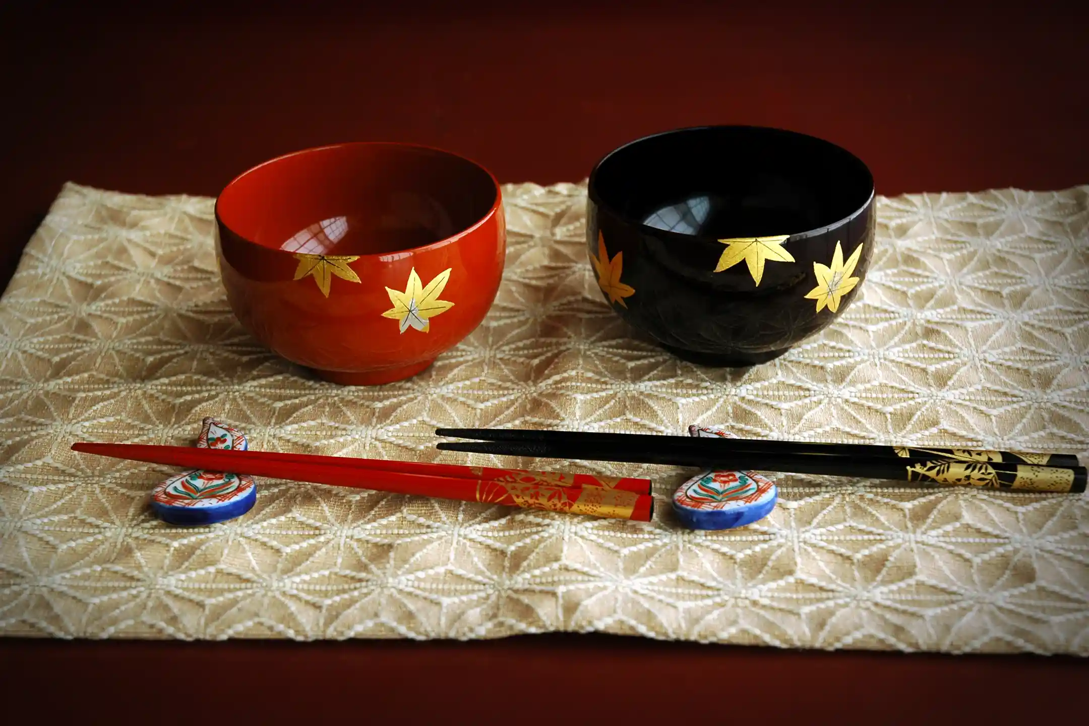 Wajima lacquer bowls set for dinner