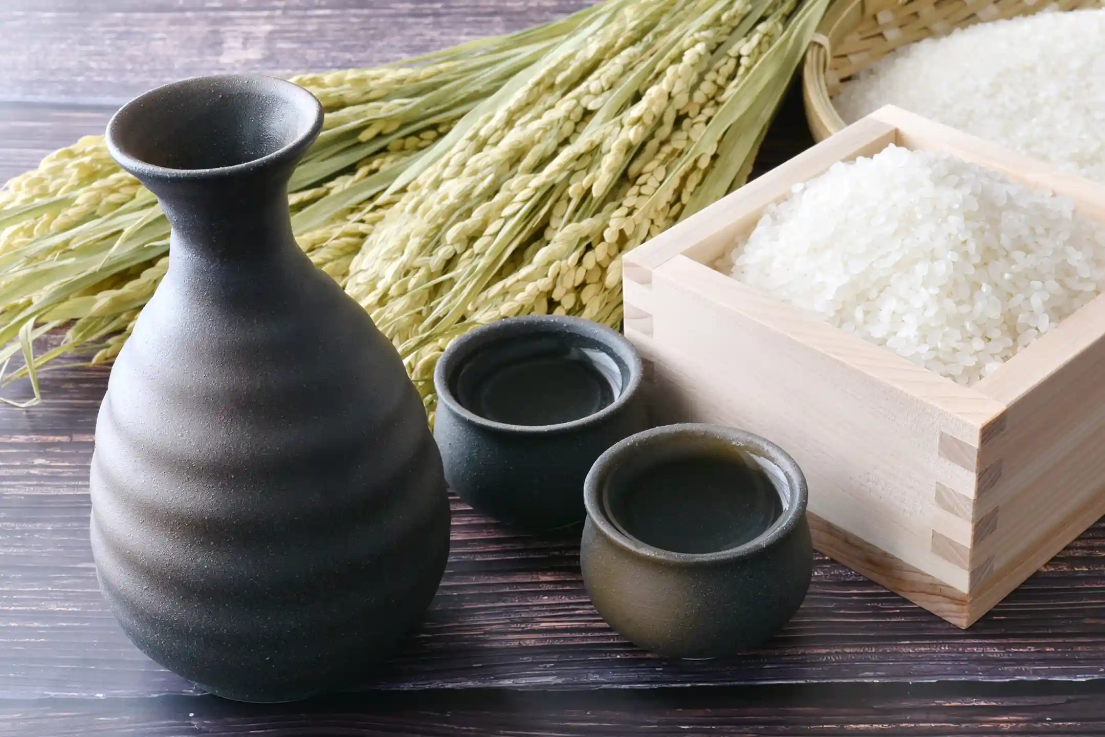 Sake served with rice ears