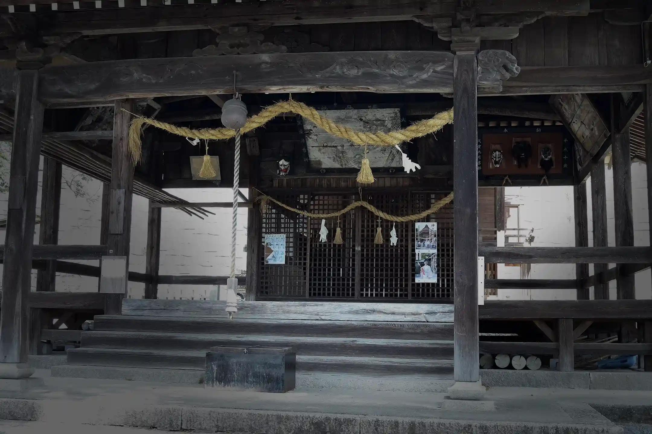An old wooden stage for ritual dance in the countryside