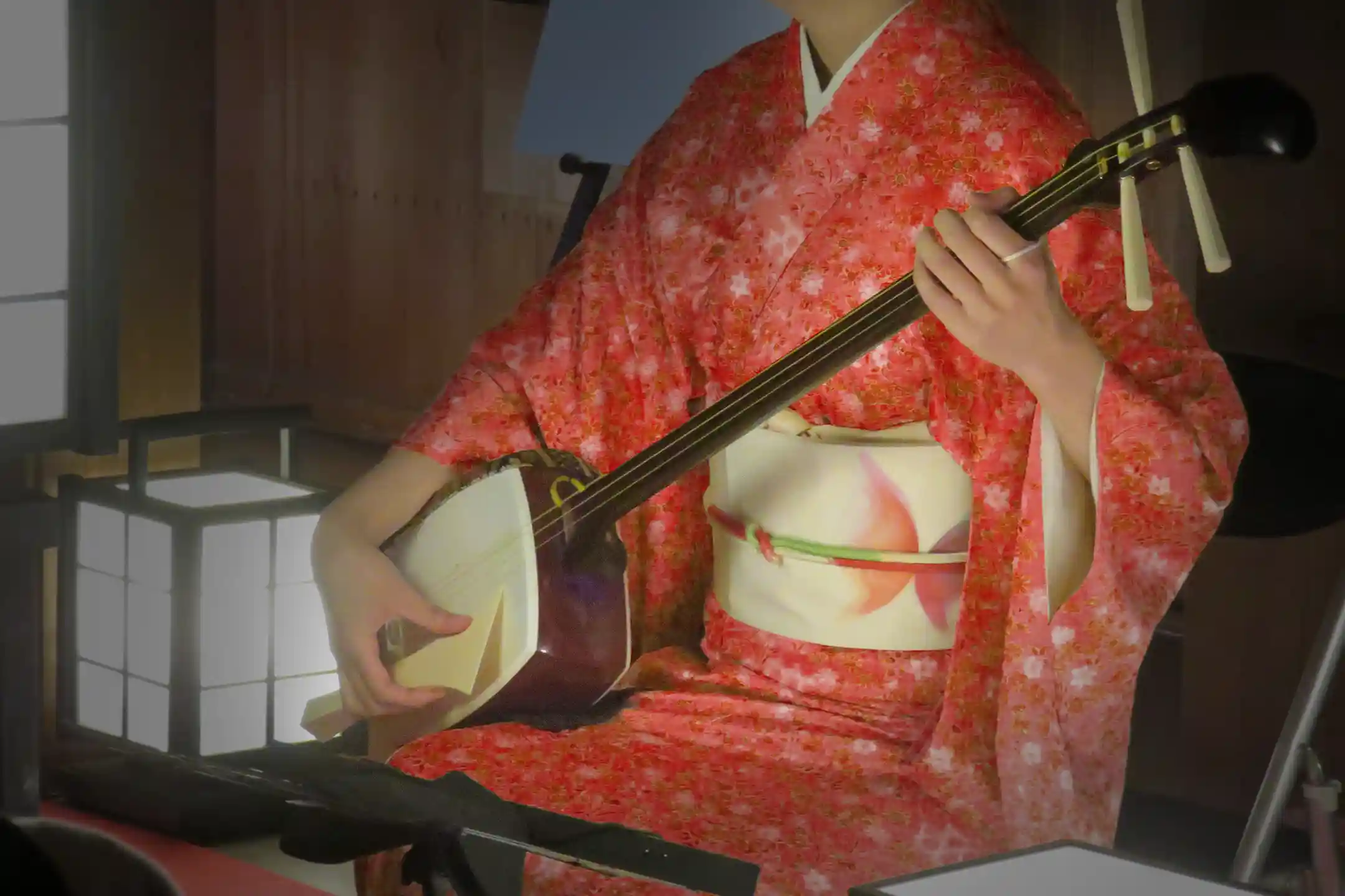 A shamisen being played