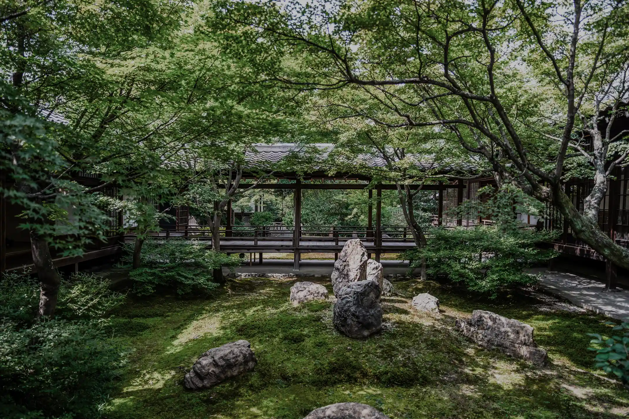 A Zen temple garden seen from the veranda
