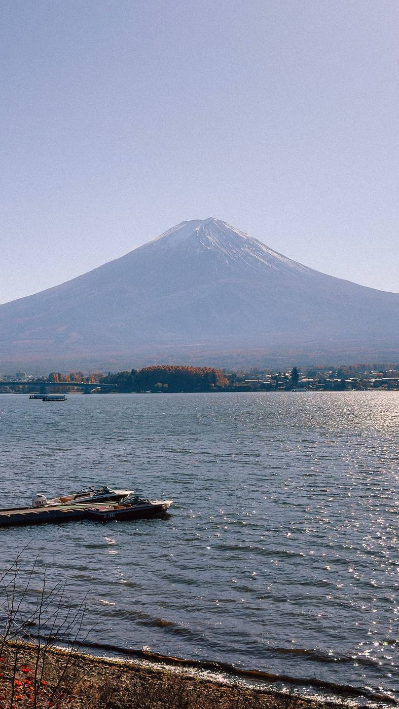 Mount Fuji viewed across a lake