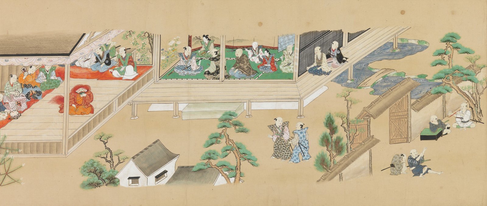 A noh performance on a cedar stage